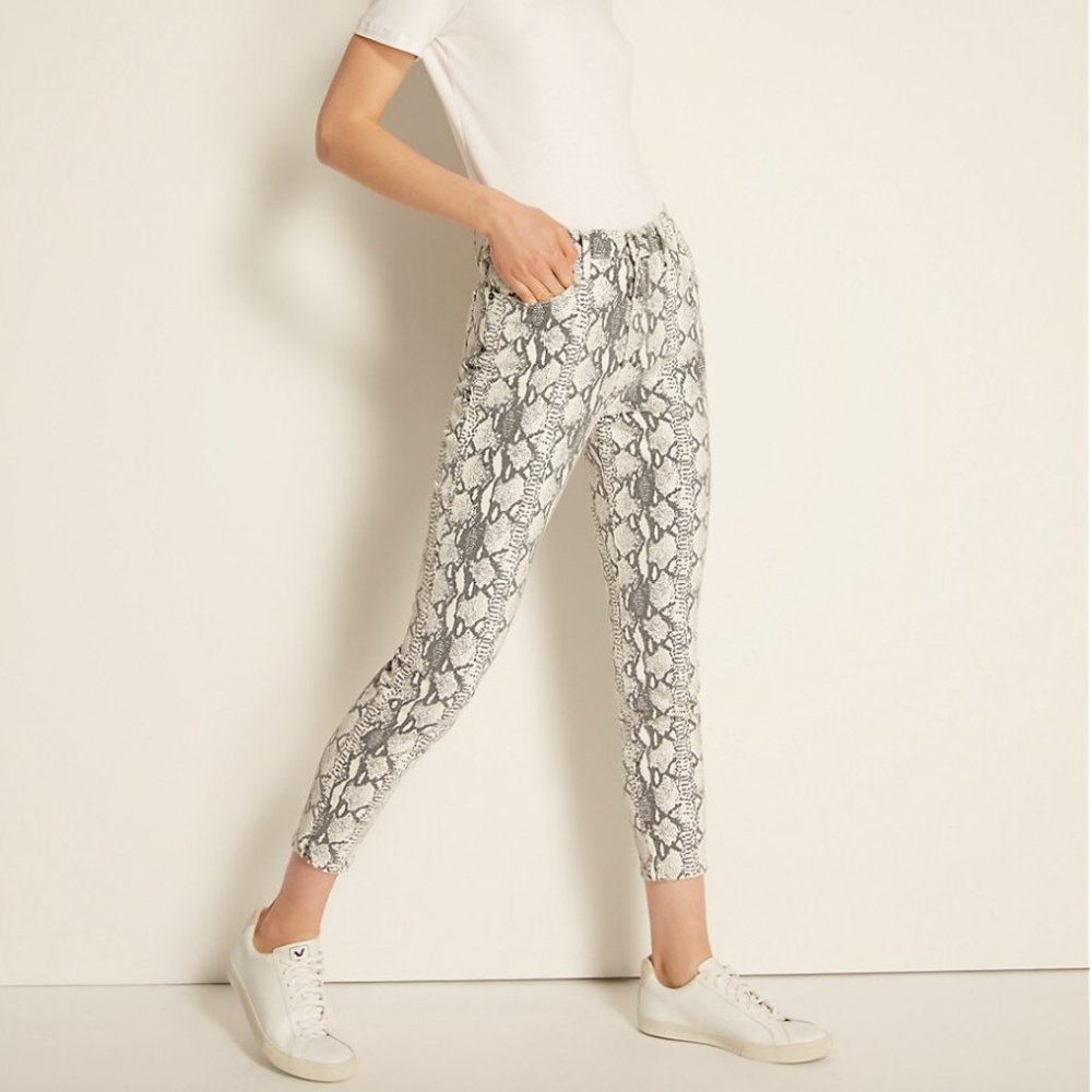 Frame Ali High-Rise Cigarette Python-Print Jeans
